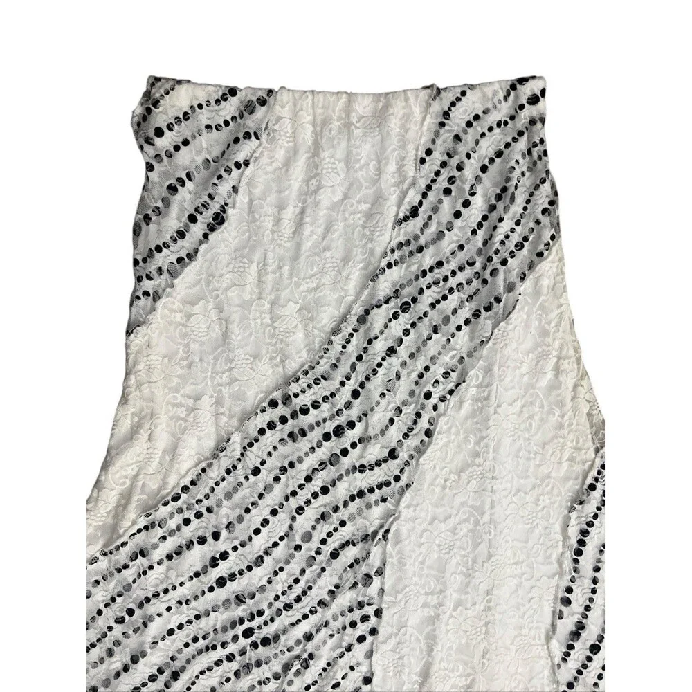 White Midi Skirt Lace Polka Dot Whimsy Goth Fairy Y2K Sz XL